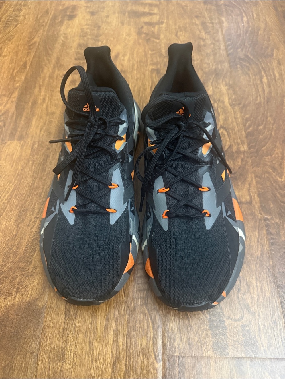 adidas Black Sneakers with Orange & Gray Graphic Midsole - Picture 2 of 12